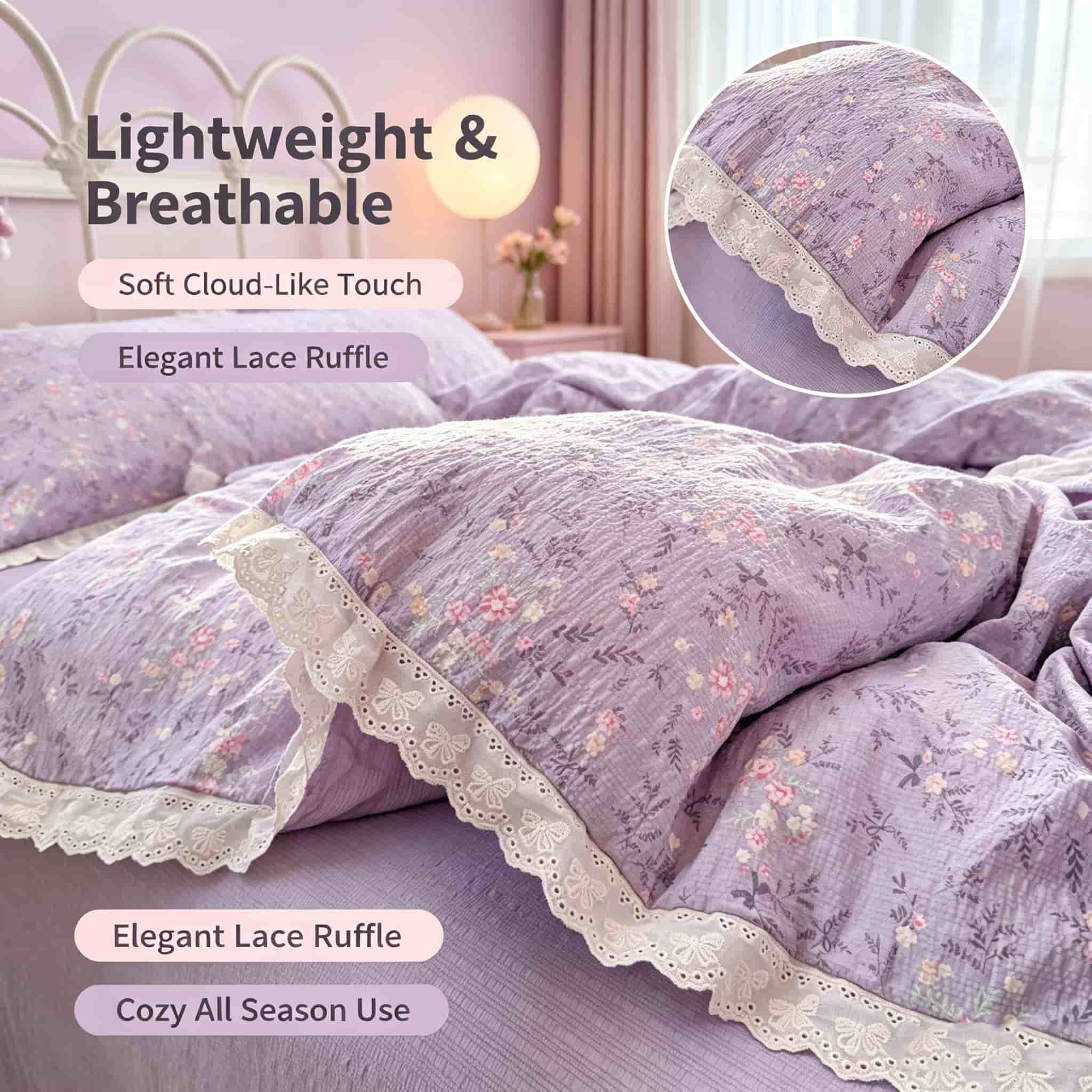 Aesthetic Floral Duvet Cover - Conjunto de roupa de cama com