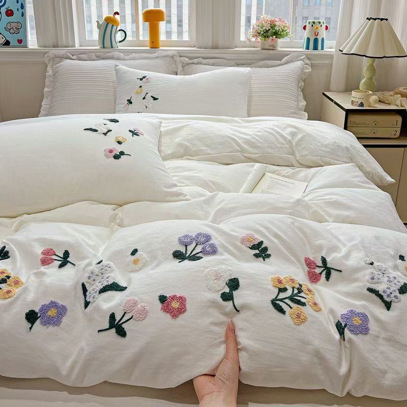 Aesthetic Floral Duvet Cover - Capa de edredão com bordados florais