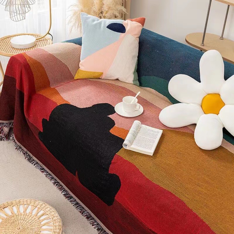 Boho Throw Blanket Fringe - Cobertor têxtil city ins crepúsculo, decoração
