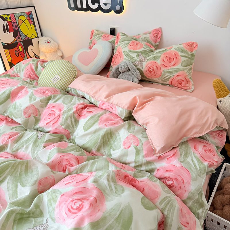 Rosa rosa conjunto de capa edr - Duvet Cover Sets With Zipper avaliação e preço