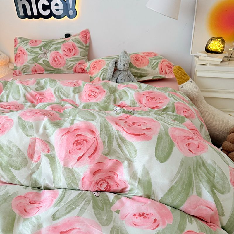 Rosa rosa conjunto de capa edr - Duvet Cover Sets With Zipper avaliação e preço